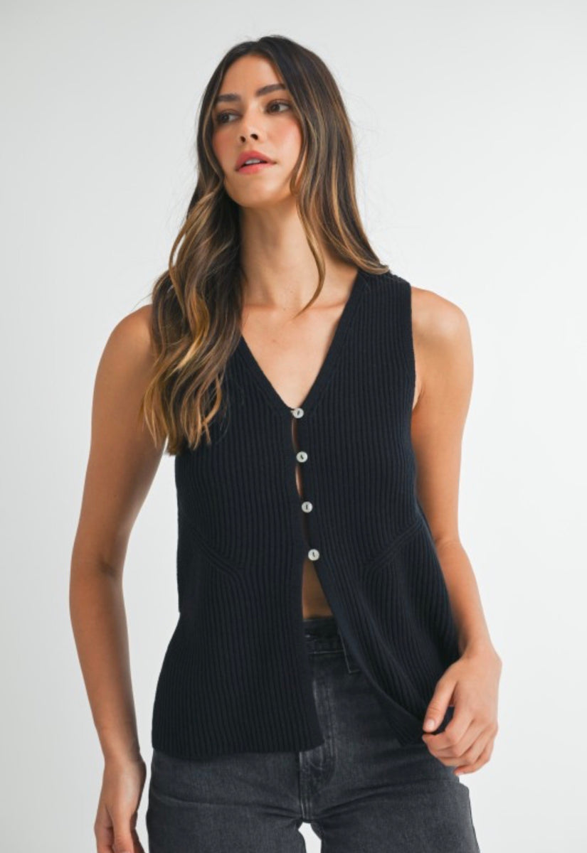 Sleeveless Knit Side Slit Sweater Vest – Sophie May Boutique
