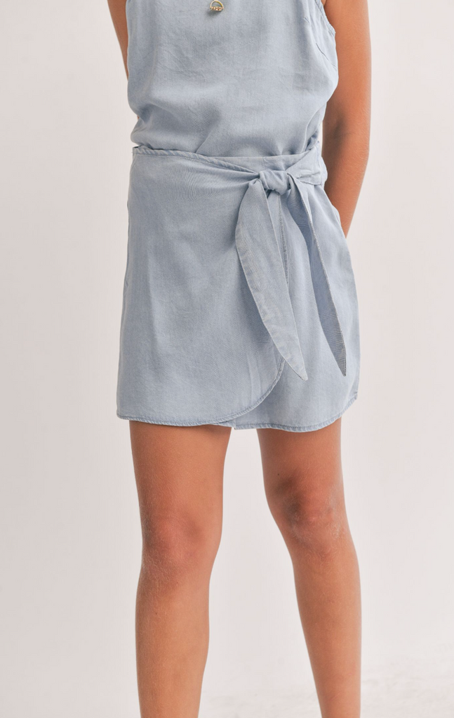 Tween Soft Breeze Chambray Wrap Skirt