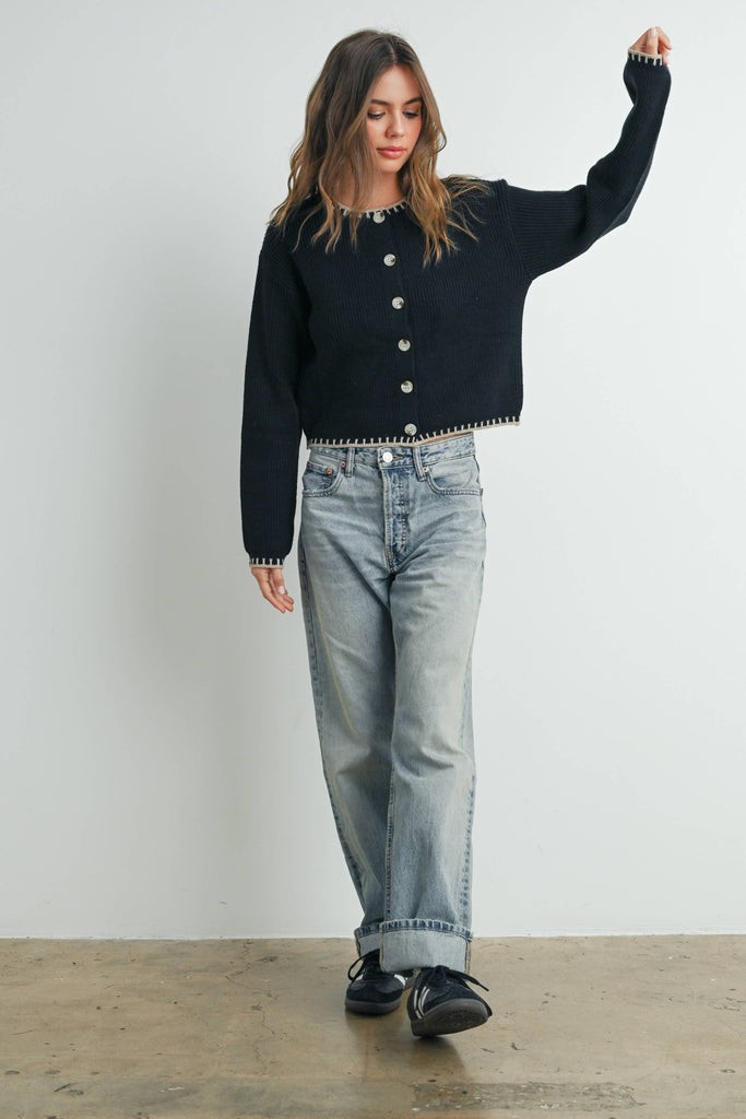 Jackie Crewneck Cardigan Sweater