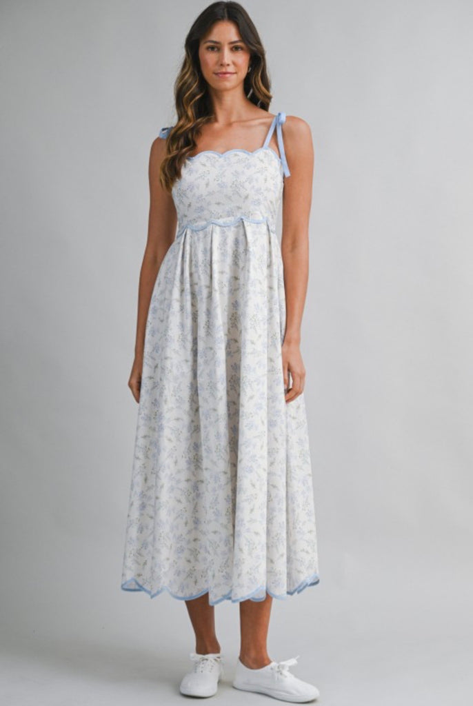 Floral Print Scalloped Dress