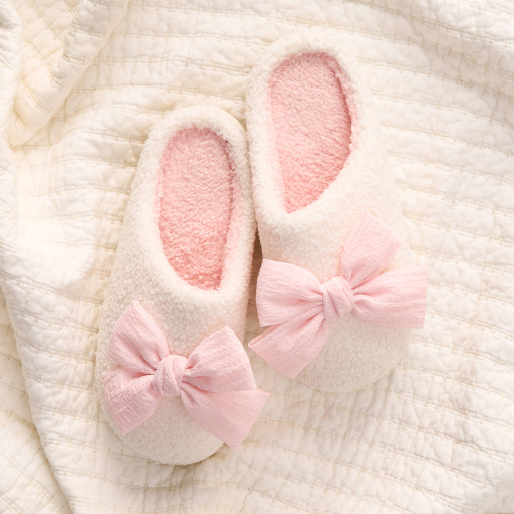 Fuzzy Slippers-Betty Bow Blush