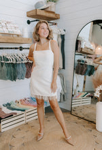 Load image into Gallery viewer, Pearl Fringed Tweed Sleeveless Mini Dress

