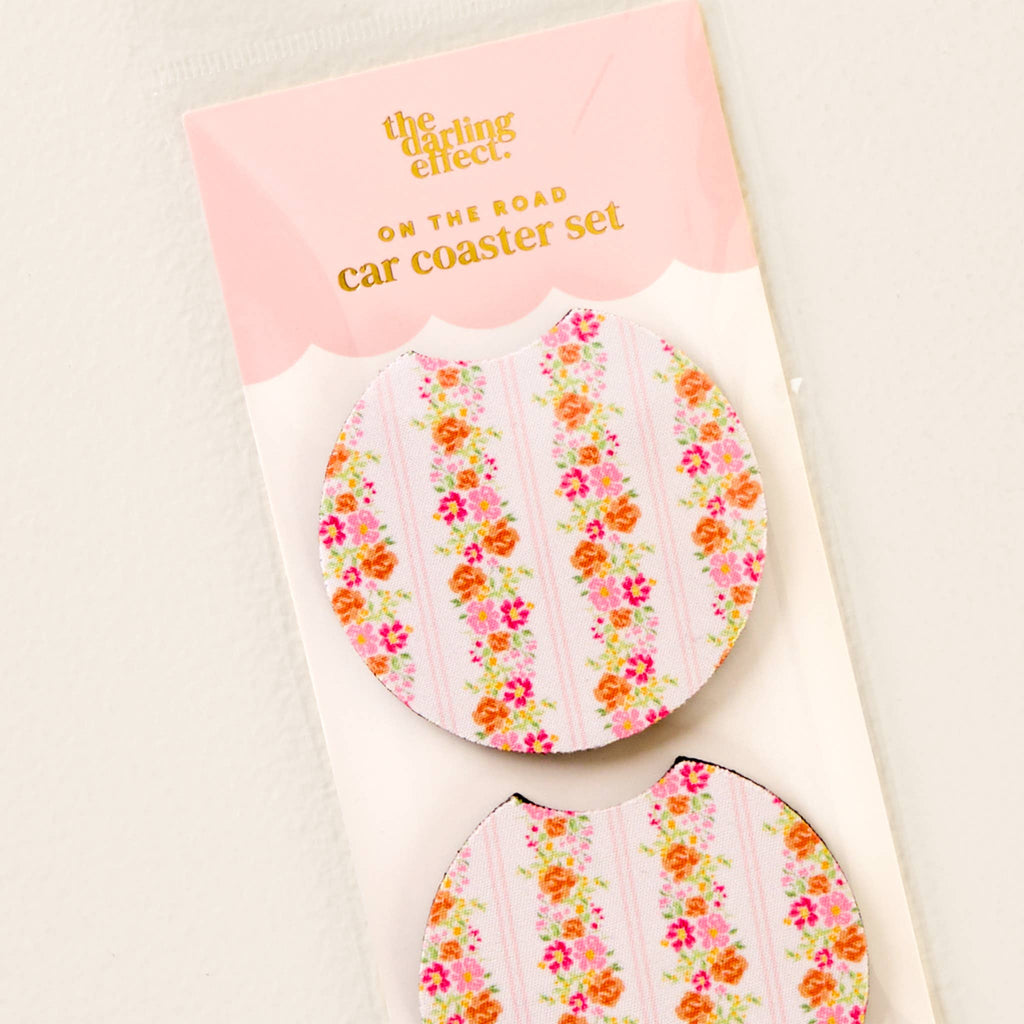 On the Road Car Coaster Set-Petal Parade Pink
