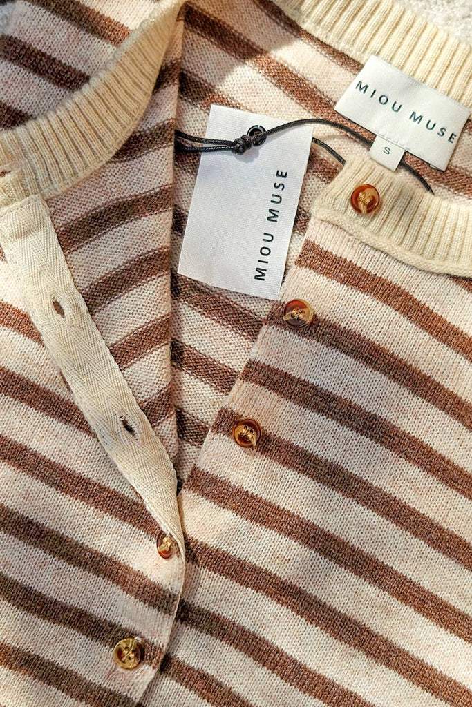 Striped Front Button Cardigan