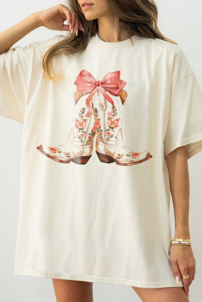 Bow Floral Boots Graphic Tee