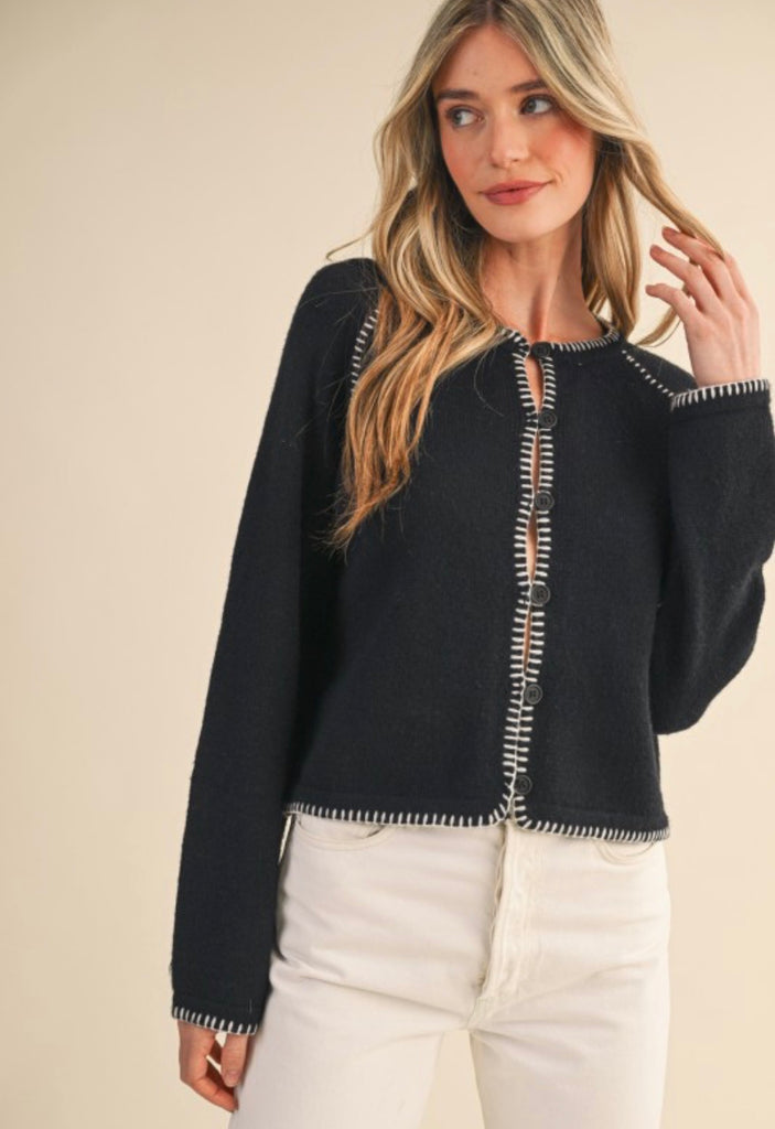 Contrast Blanket Stitch Cardigan