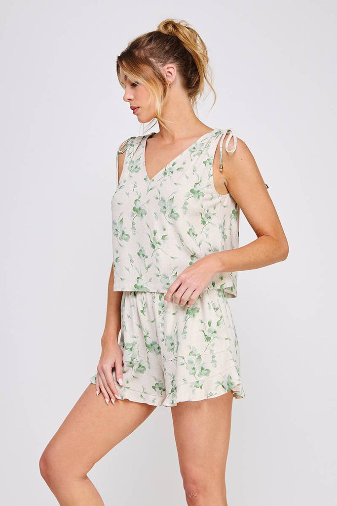 Floral Tie Tank