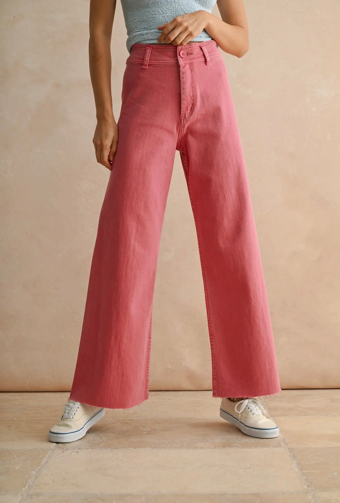 Straight Wide Leg Denim Pants