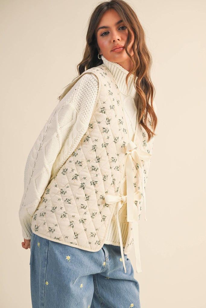 Front Tie Quilted Vest