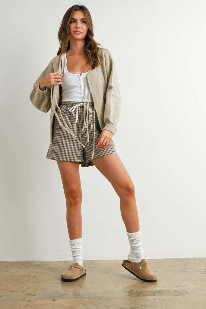 Tie-Front High-Waisted Shorts