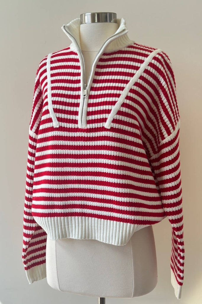 California Half-zip Striped Sweater