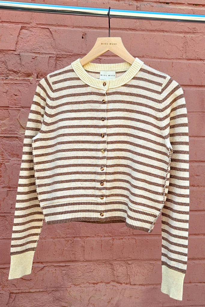 Striped Front Button Cardigan