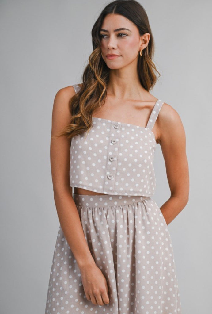 crop top midi dress Polka Dot Sleeveless Crop Top And Midi Skirt Set – Sophie May Boutique