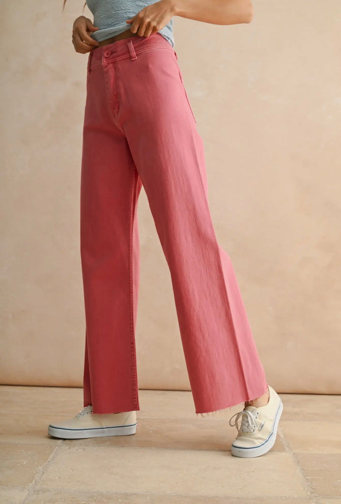 Straight Wide Leg Denim Pants