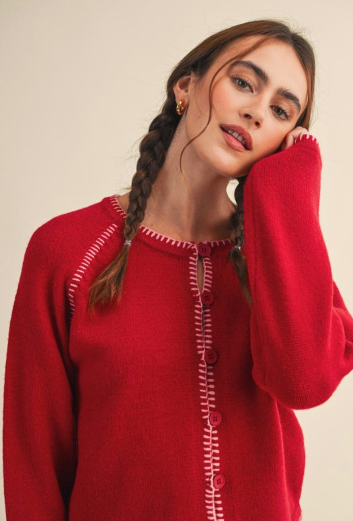 Contrast Blanket Stitch Cardigan