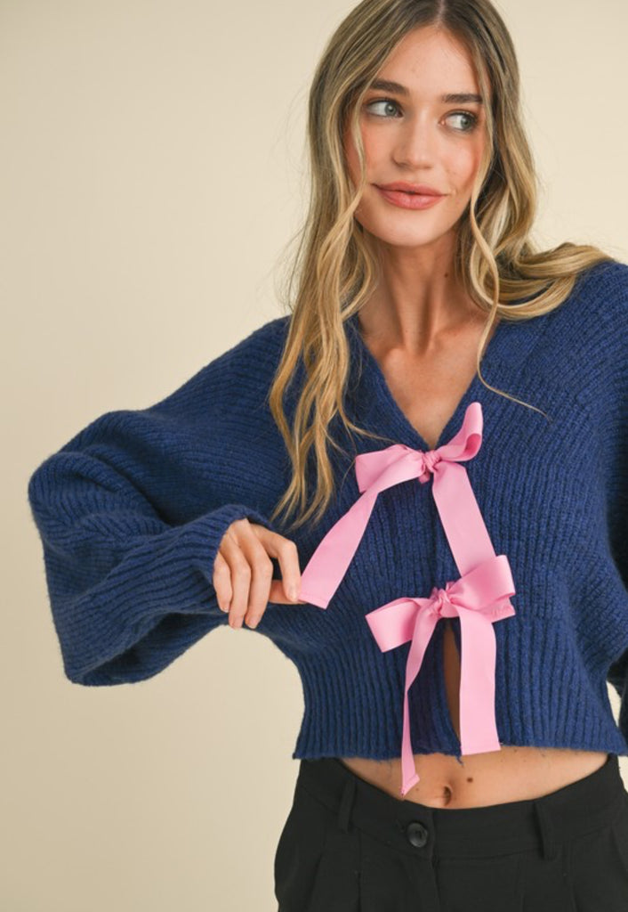 Erika Bow Cardigan Sweater