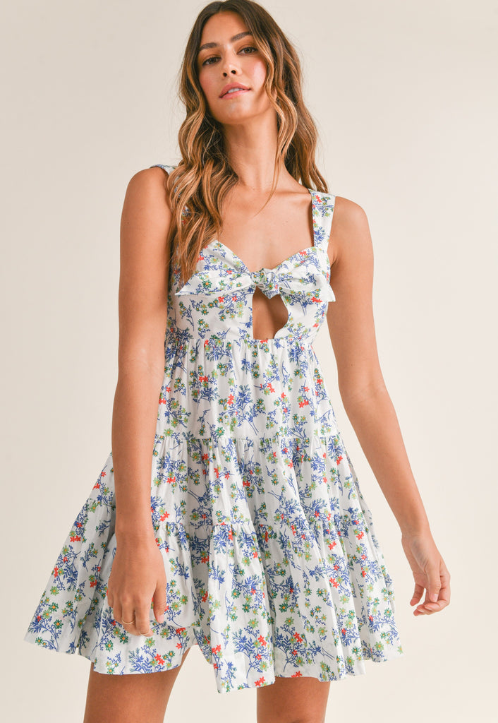 Floral Key Hole Mini Dress