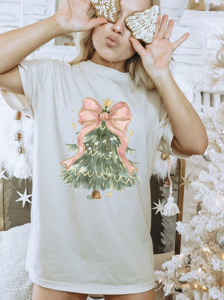 Coquette Christmas Tree Graphic Tee