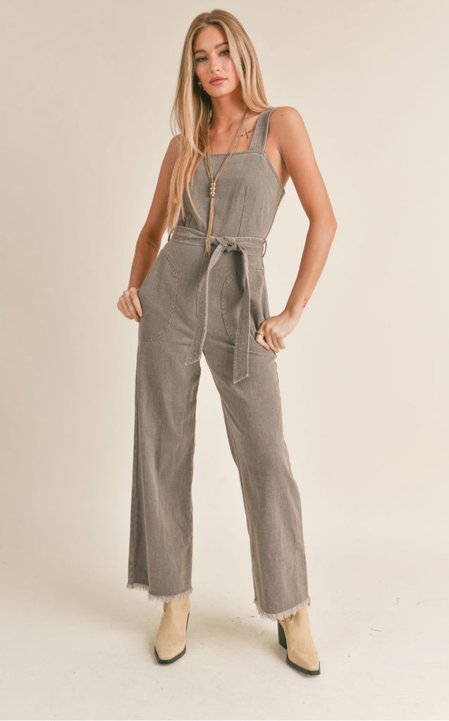 Gia Denim Belted Overalls