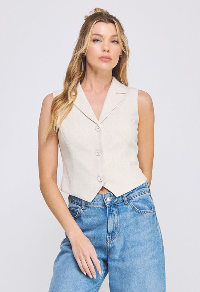 Soft Linen Tailored Vest