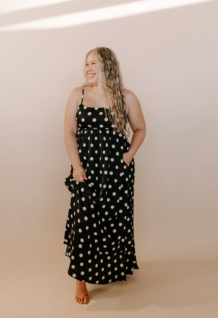 Polka Dot Smocked Maxi Dress