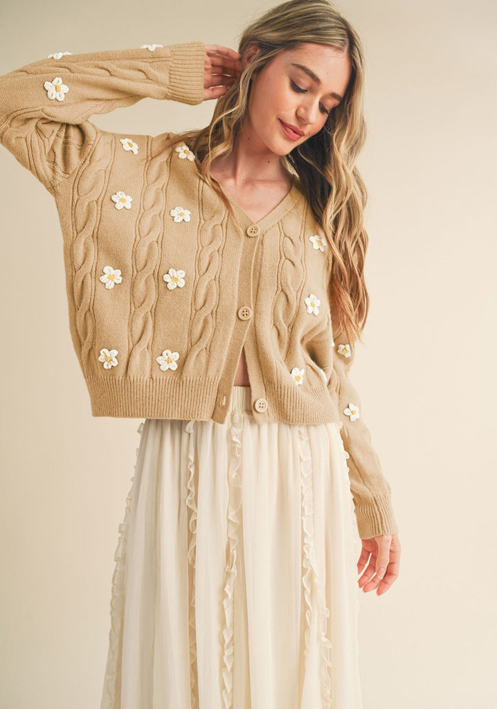Floral Embroidered Sweater Cardigan