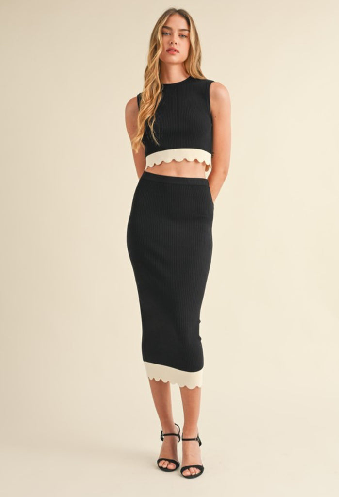 Scallop Crop/Skirt Set