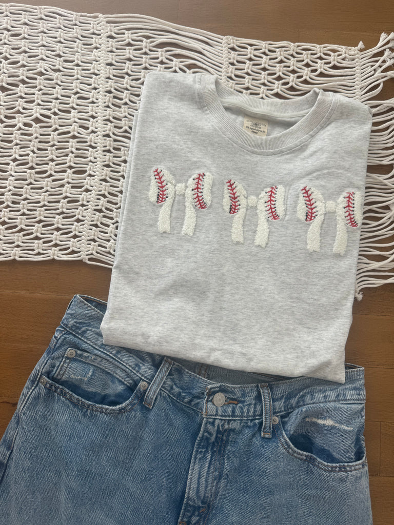 Baseball Bows Embroidered Tee