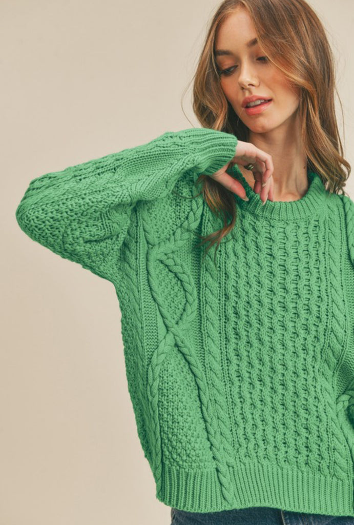 Mixed Braided Cable Knit Sweater