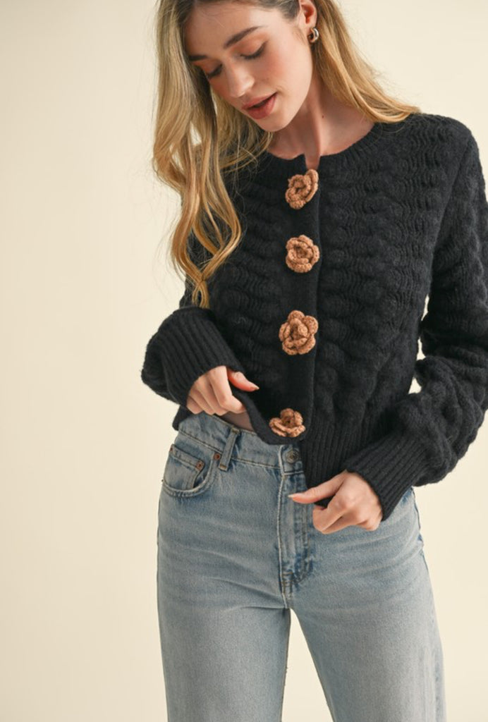 Rosette Sweater Cardigan