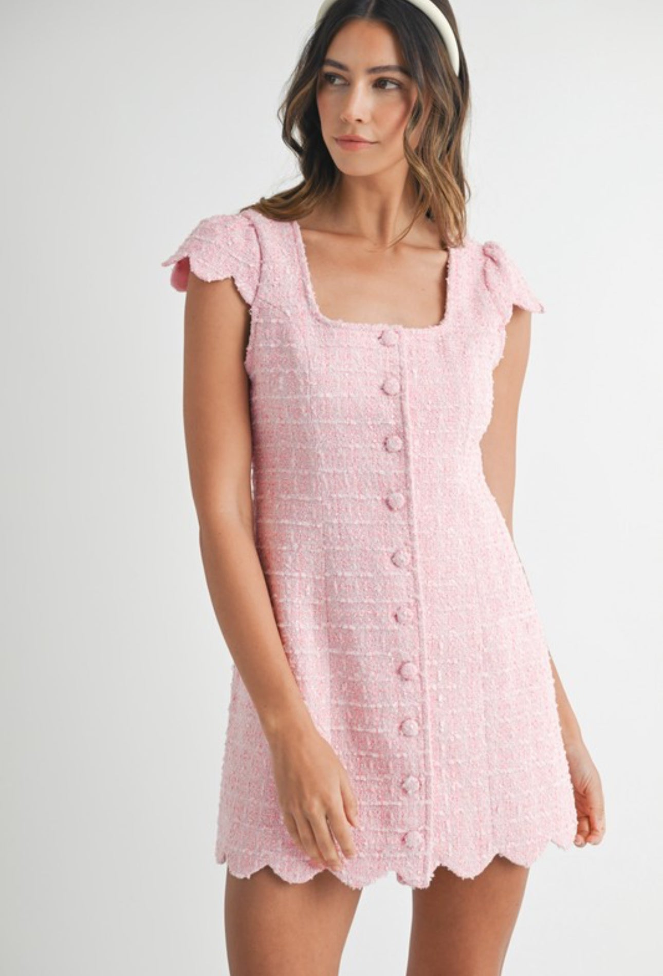 Elle Scalloped Tweed Mini Dress - Sophie May Boutique
