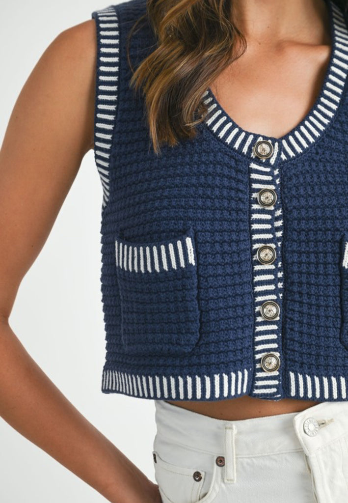 Coastal Knit Cropped Vest