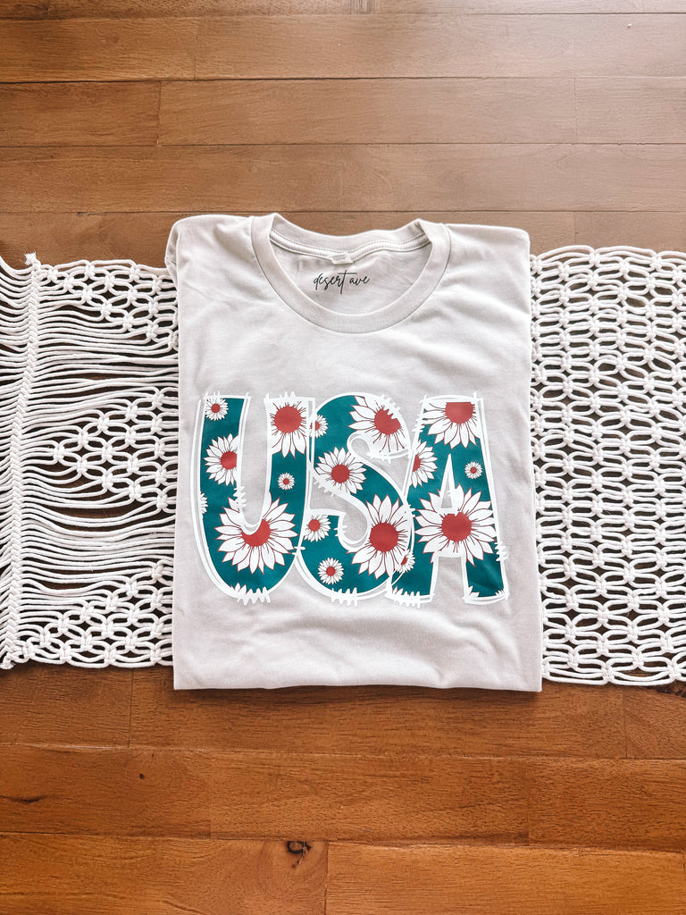 Floral USA Graphic Tee