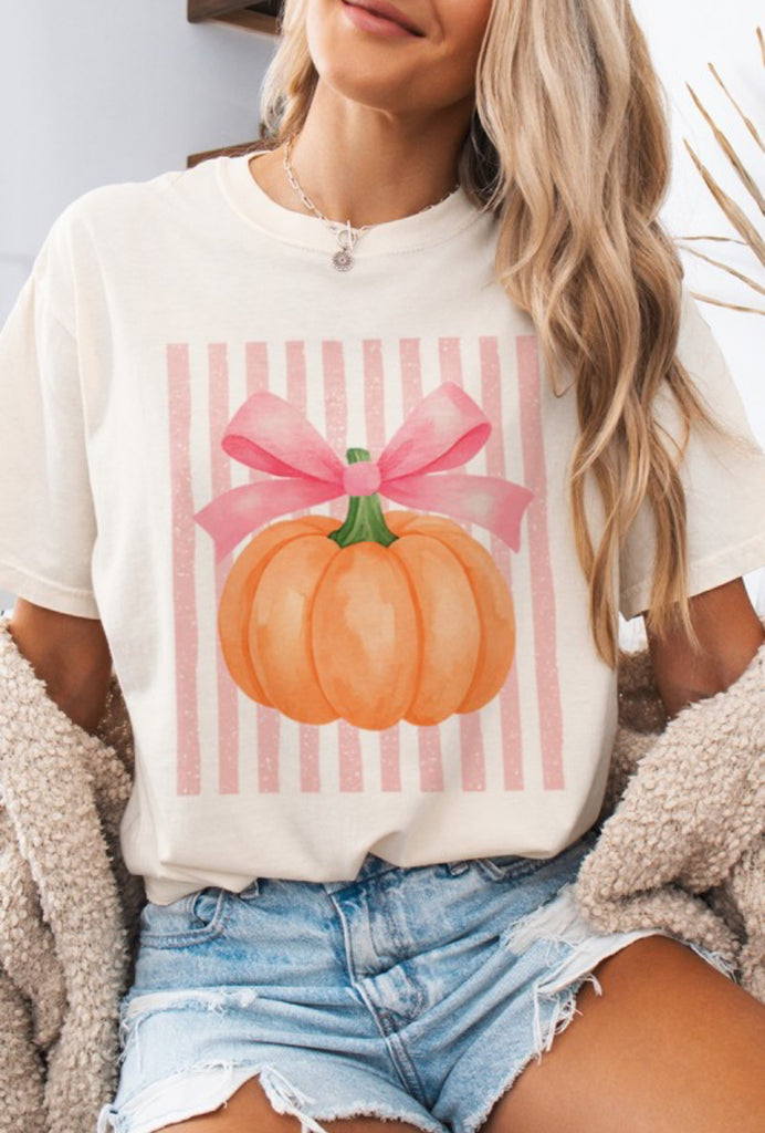 Pink Bow Pumpkin Graphic Tee