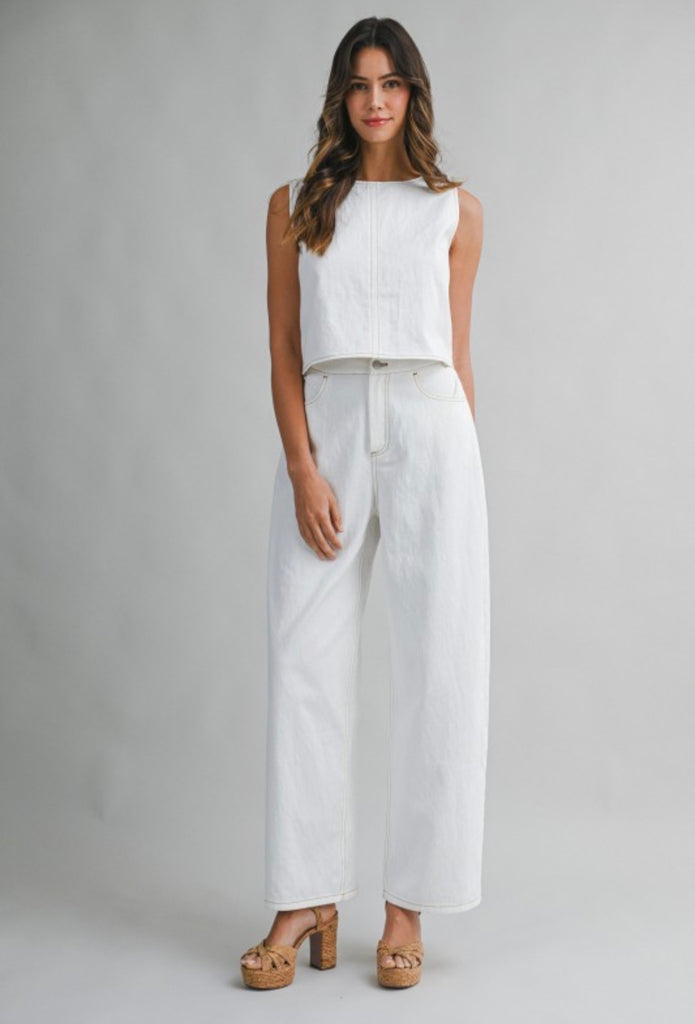 Denim Open Back Two Piece Set