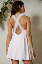 Load image into Gallery viewer, Feather Trim Mini Slip Dress
