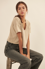 Load image into Gallery viewer, Distressed Split Neck Crop Tee
