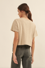 Load image into Gallery viewer, Distressed Split Neck Crop Tee
