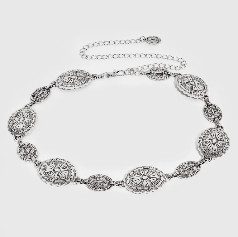 Ornate Oval Disc Chain Fashion Belt