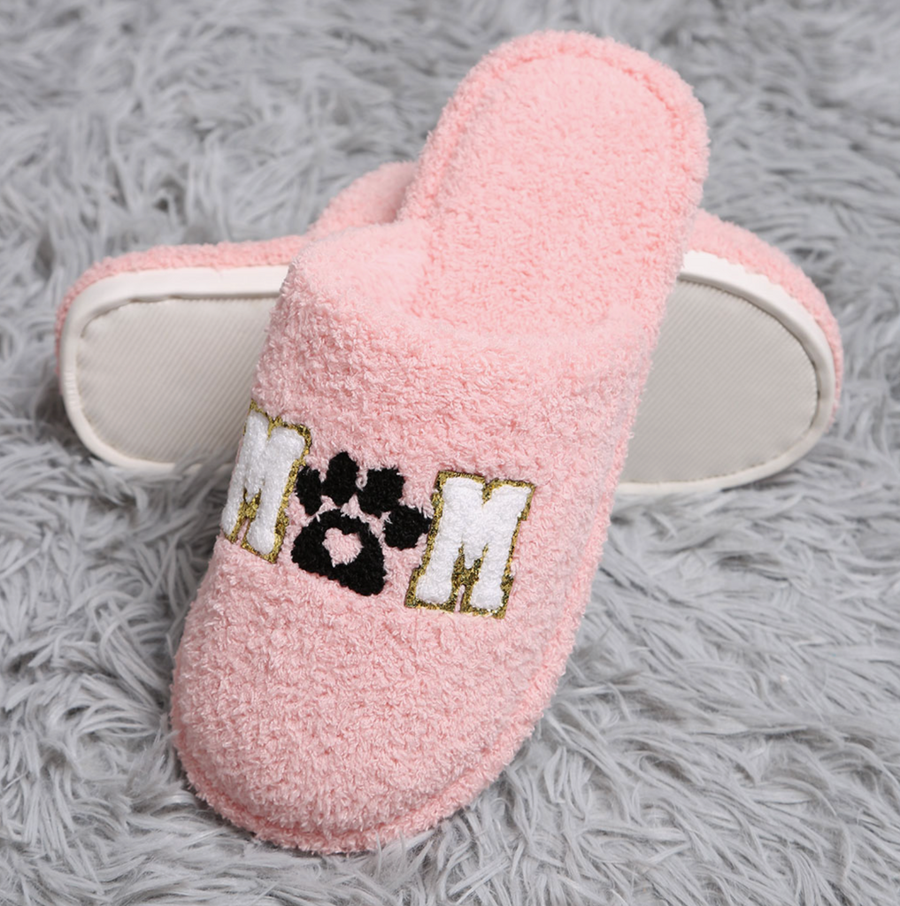 Sequined Dog Mom Slippers