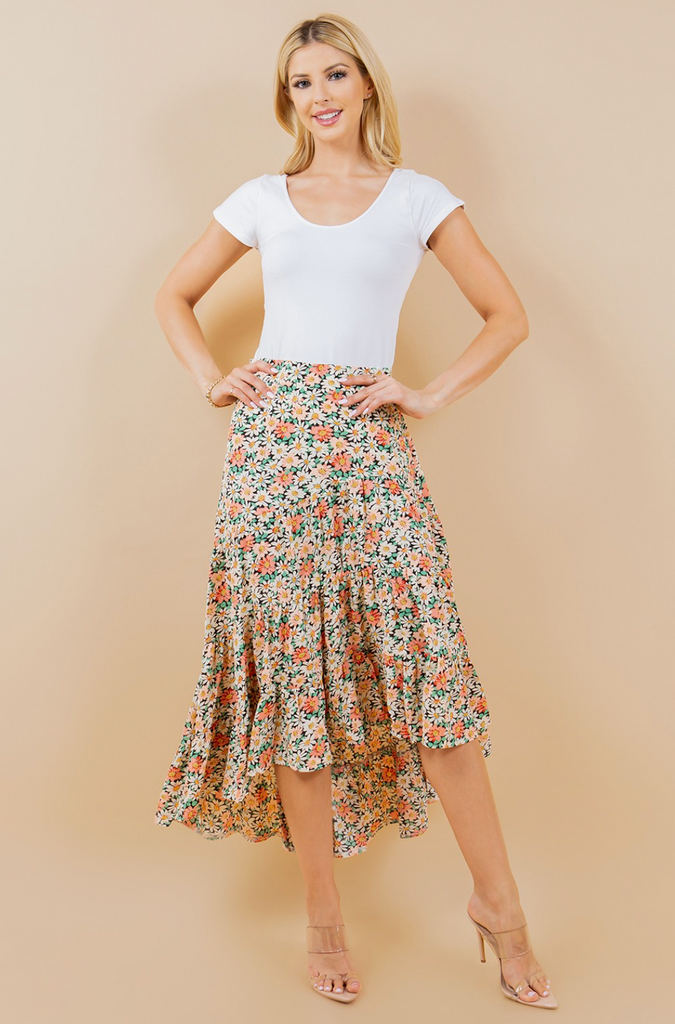 Daisy Flower Hi-Low Skirt