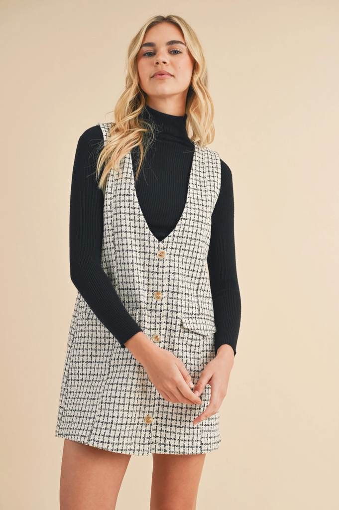 Tweed Button-Up Mini Dress