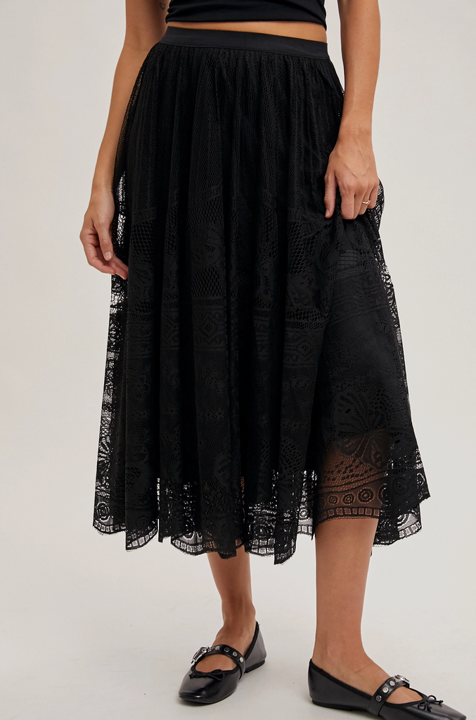 Boho Lace Midi Skirt