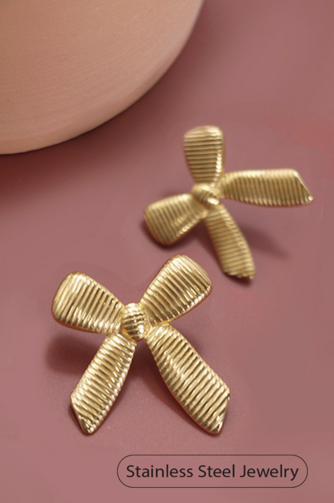 18K Stainless Steel Bow Earrings