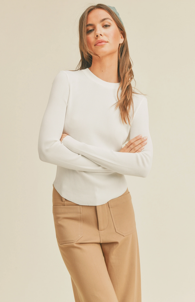 Ribbed Long Sleeve Basic Top