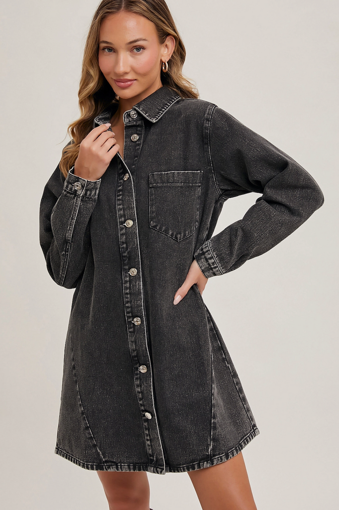 Denim Button Down Shirt Dress