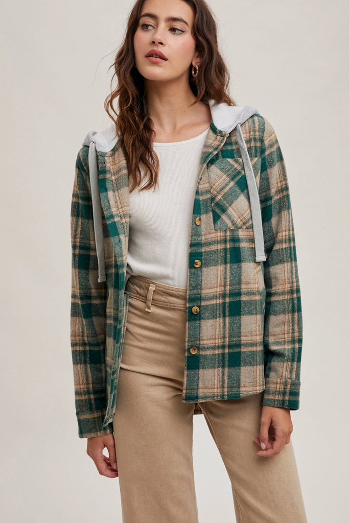 Hooded Flannel Shirt Jacket