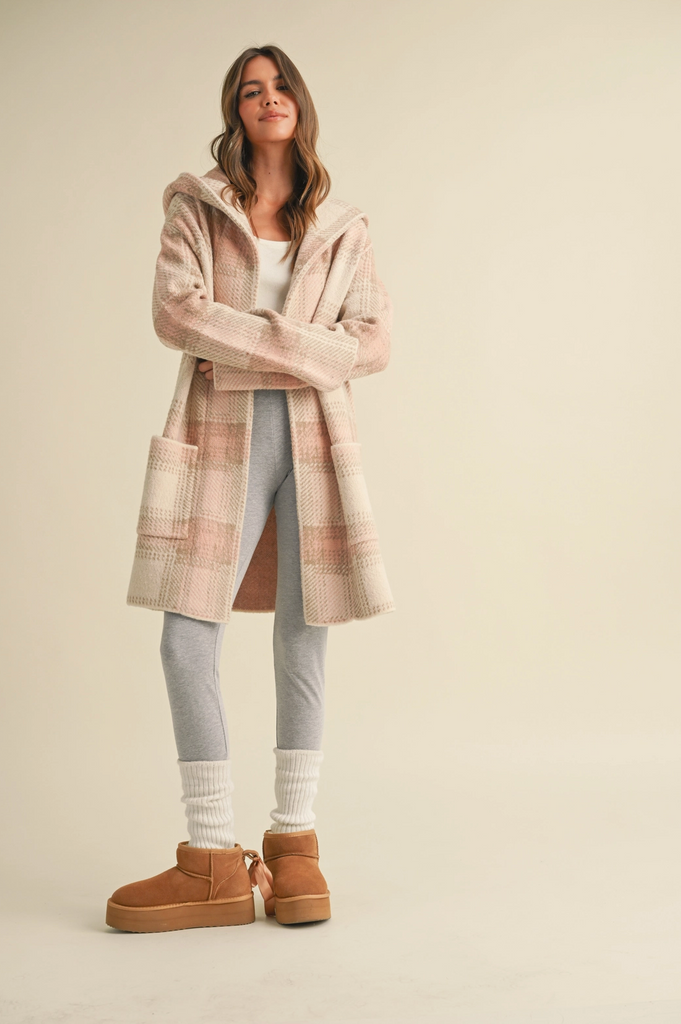 Katie Plaid Hooded Knit Jacket