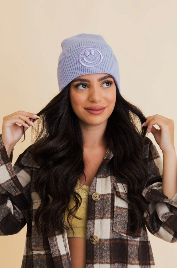 Smiley Face Embroidered Beanie