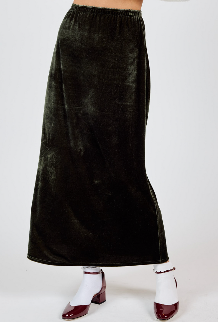 Midnight Oil Velvet Midi Skirt